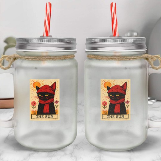 Grumpy Cat Tarot Card The Sun Mason Jar Cups