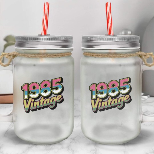 1985 Vintage Birthday Retro 80s Gift Idea Mason Jar Cups