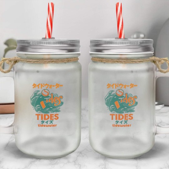 Defunct Tidewater Tides Japanese Style Baseball Mason Jar Cups