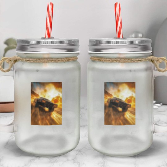 Muscle Car in Firestorm Drift Mason Jar Cups