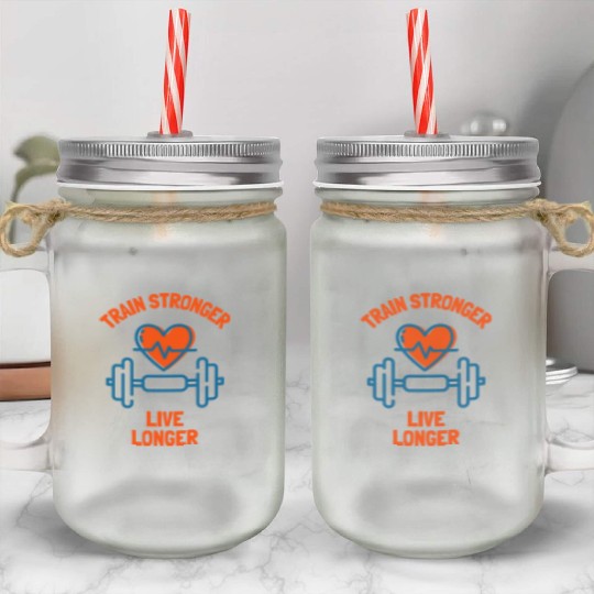 Train Stronger Heartbeat Workout Mason Jar Cups