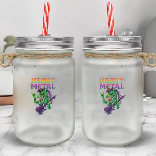 Heavy Metal Zombie Unicorn Mason Jar Cups