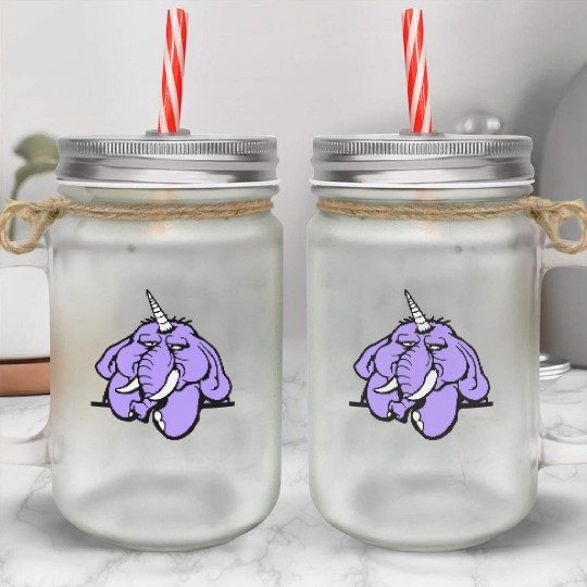 Unicorn Big Elephant Sitting Angry Sad Funny Cool Mason Jar Cups