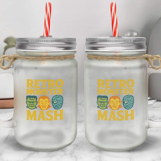 Retro Monster Mash Mason Jar Cups Design