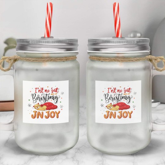 Festive Cat Joy Christmas Design Mason Jar Cups