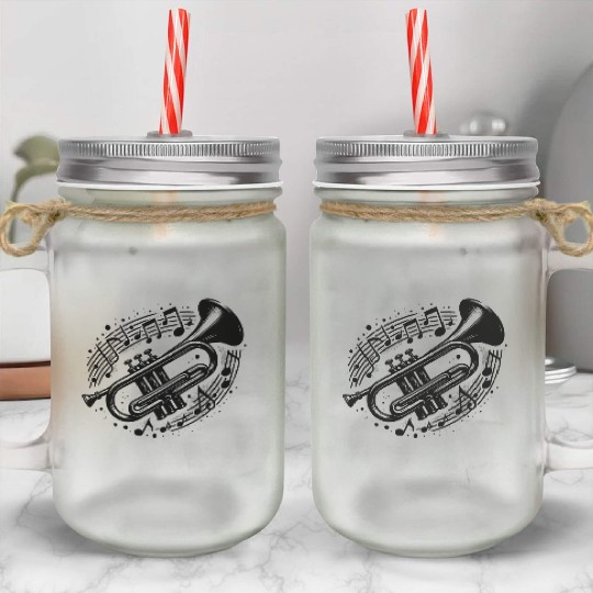 Trumpet Meets Musical Note Loud, Wild, Beautiful Mason Jar Cups