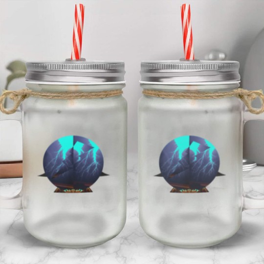 Royal Blue Lightning Mason Jar Cups