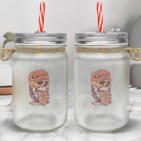 Candy Corn Skull Mason Jar Cups