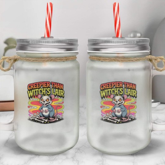 Creepy Mouse with Wicked Eyes Design Mason Jar Cups