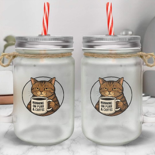 Running on Purr & Coffee Mason Jar Cups