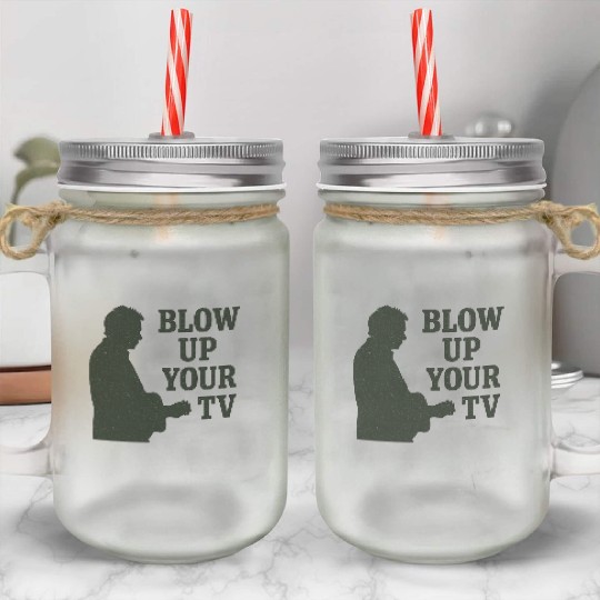 Blow Up Your TV! Dark Green Mason Jar Cups