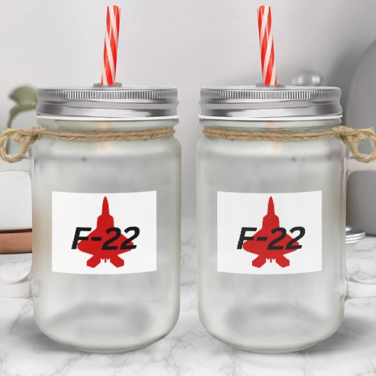F-22 Stealth Fighter Silhouette Design Mason Jar Cups