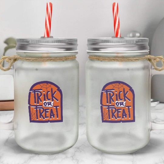 Trick or Treat Halloween Tombstone Mason Jar Cups