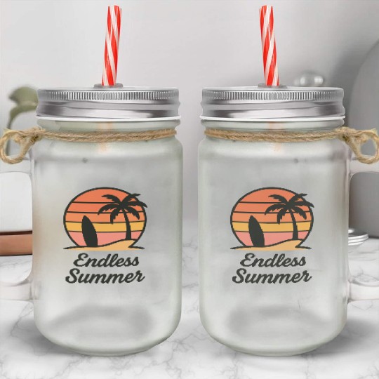 Endless Summer Sunset Scene Mason Jar Cups