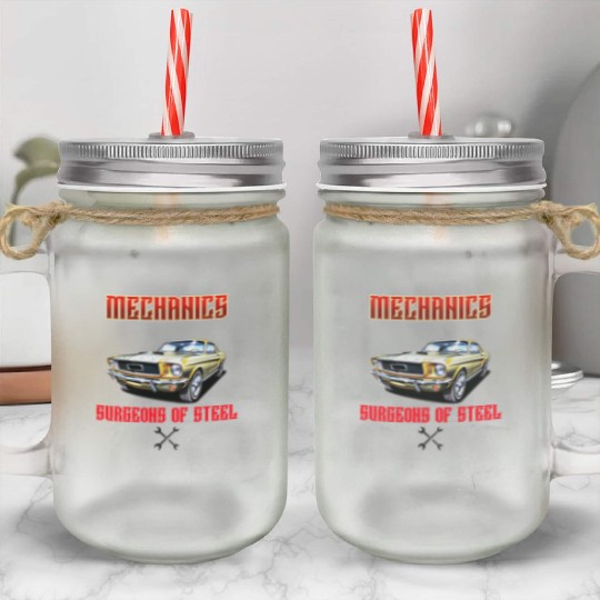 Muscle Car Classic Mechanics Design Mason Jar Cups