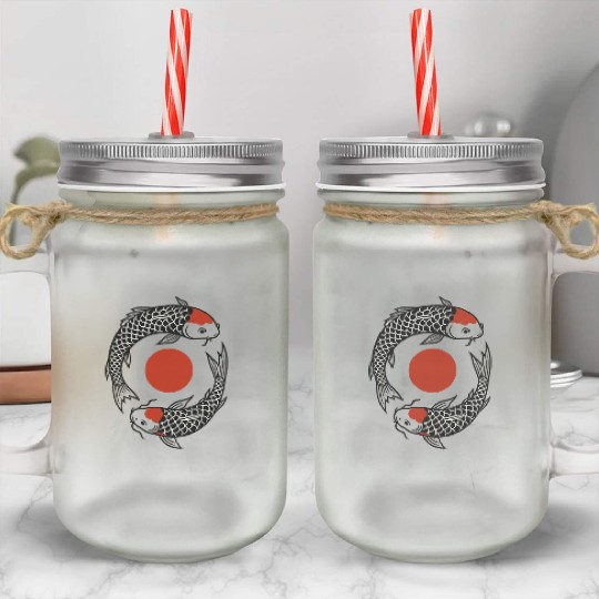 Koi Fish Yin Yang Symbol Mason Jar Cups