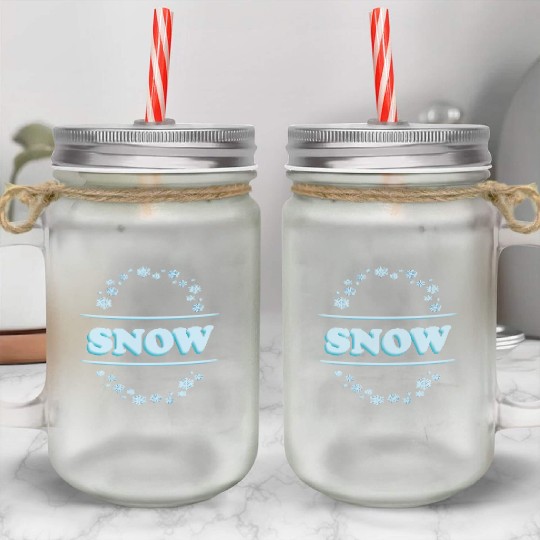 Snowflake Circle Winter Design Mason Jar Cups