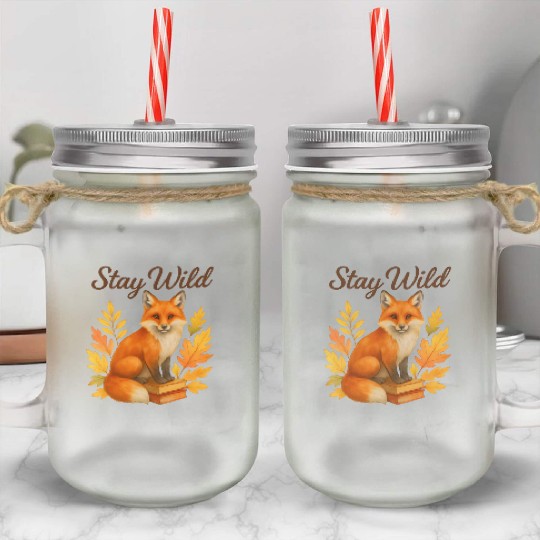 Stay Wild – Autumn Fox Mason Jar Cups