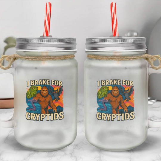 Cryptid Mythical Creature Mason Jar Cups Design