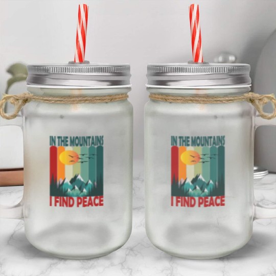 Mountain Sunset Peaceful Scene Mason Jar Cups