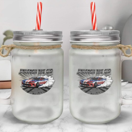Patriotic American Muscle Car Mason Jar Cups