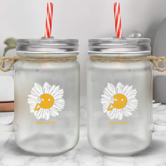 Peaceful Daisy Sunflowers Design Mason Jar Cups