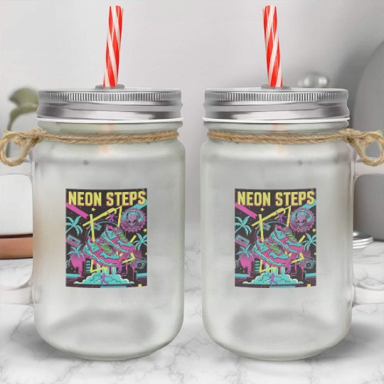 Neon Steps Retro Athletic retro 90 Mason Jar Cups