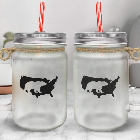 usa bear grizzly Mason Jar Cups