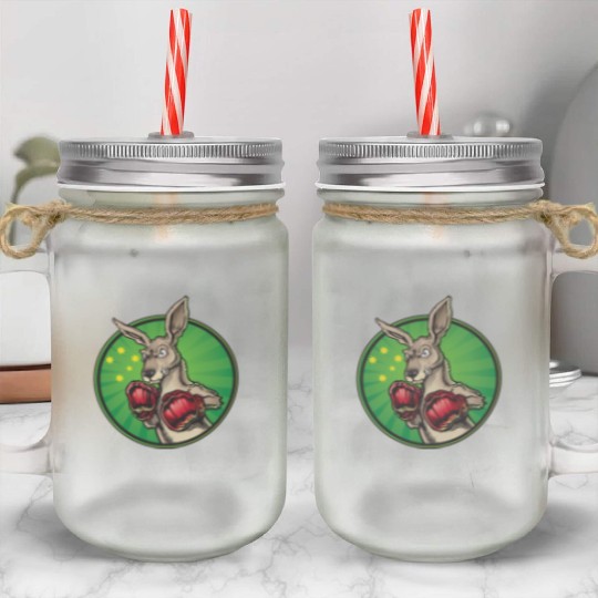 Boxing Kangaroo Mason Jar Cups