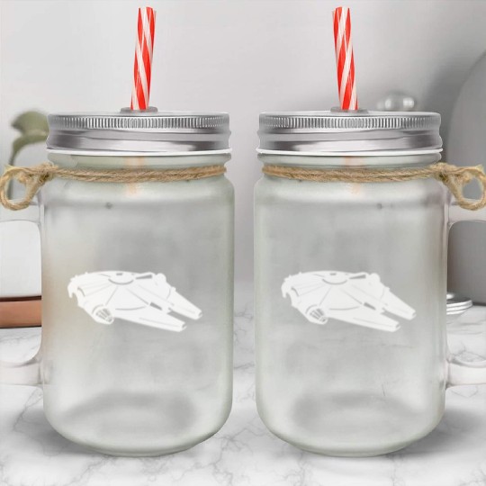 Millennium Falcon White Mason Jar Cups
