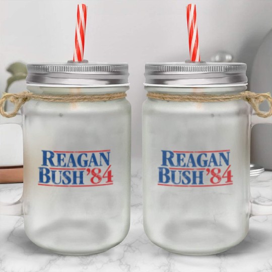 Distressed Reagan - Bush ’84 Mason Jar Cups