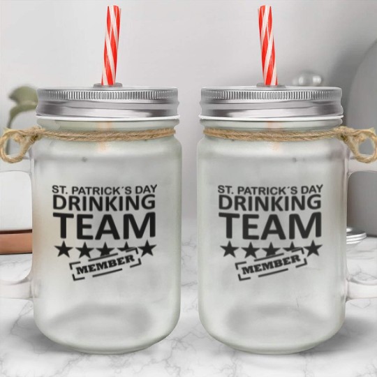 st. patrick´s day drinking team member Mason Jar Cups