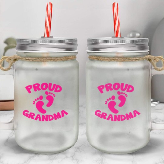 proud grandma with cute little maternity feet Mason Jar Cups