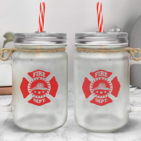 Fire Brigade logo symbol design Mason Jar Cups