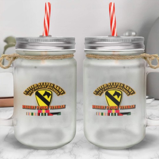 Army - 1st Cavalry Division - Desert Storm Veteran Mason Jar Cups