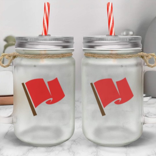 Waving Red Flag Mason Jar Cups