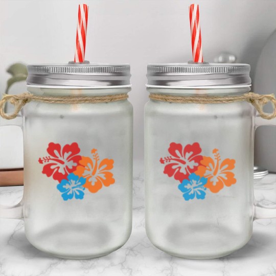 Icon Hibiscus Flowers 2b Mason Jar Cups