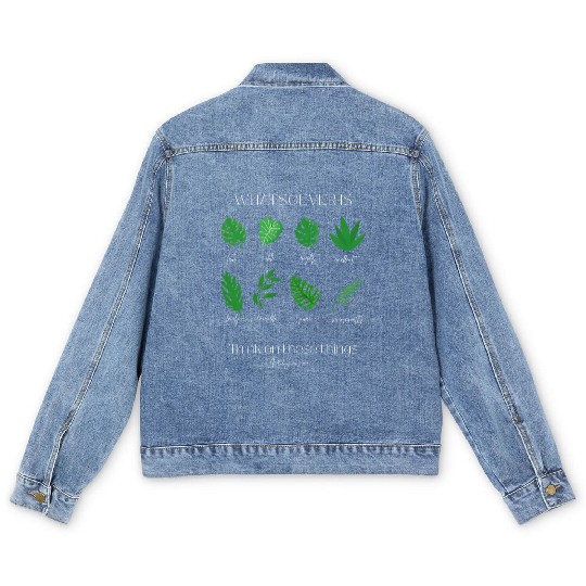 Philippians 4:8 Bible Verse and Plants Men's Denim Jackets