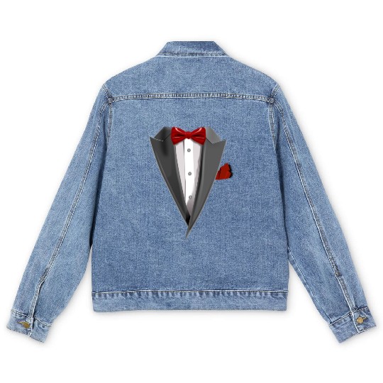 Tuxedo Tie Designs Tux red Men's Denim Jackets