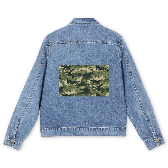 Camouflage pattern green Men's Denim Jackets