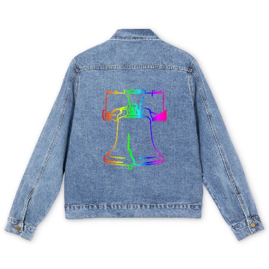 Rainbow Liberty Bell Men's Denim Jackets