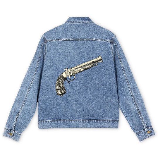 Retro pirates gun design Men's Denim Jackets