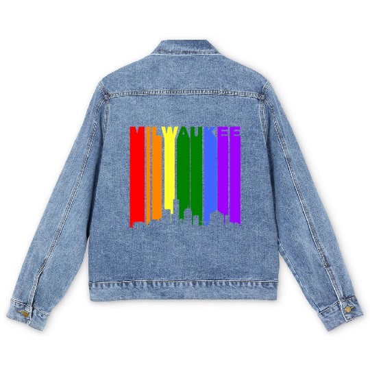 Milwaukee Wisconsin Rainbow LGBT Gay Pride Men's Denim Jackets