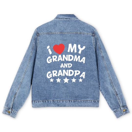 I Heart My Grandma And Grandpa Men's Denim Jackets
