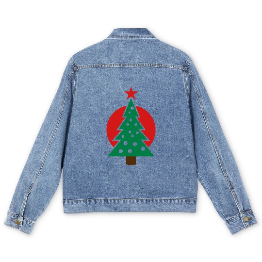 christmas tree with circle Men's Denim Jackets