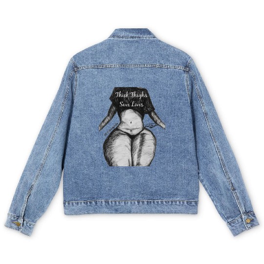 Thick Thighs Save Lives Men's Denim Jackets