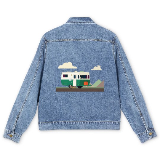camper in the mountains Men's Denim Jackets