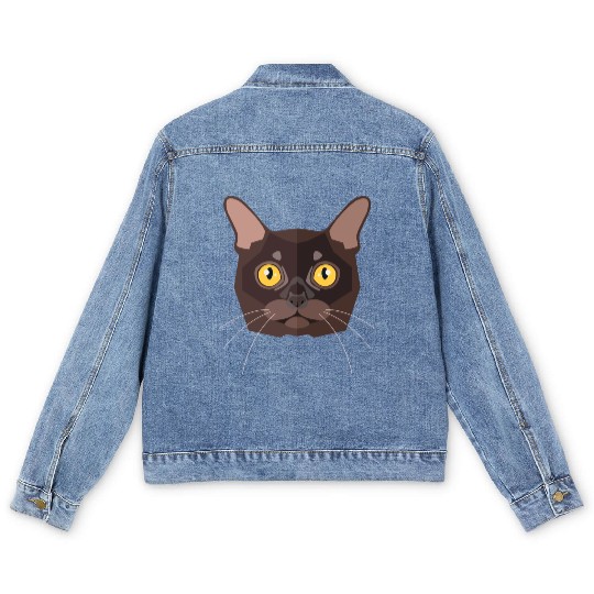 brown cat Men's Denim Jackets