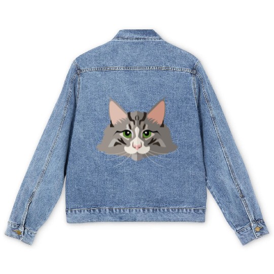 grey cat Men's Denim Jackets