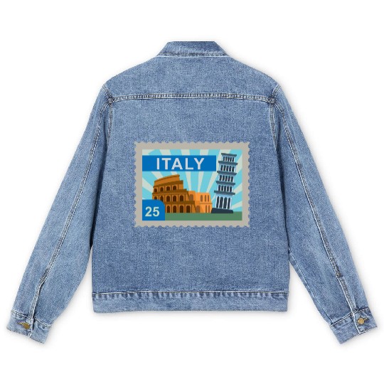 italy post stamp Men's Denim Jackets